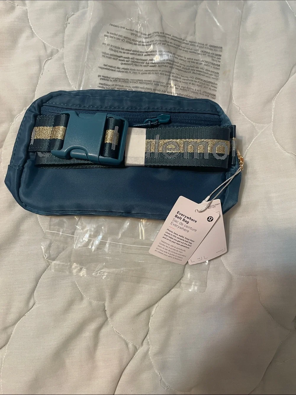 lululemon athletica Teal Everywhere Belt Bag with Gold Accent